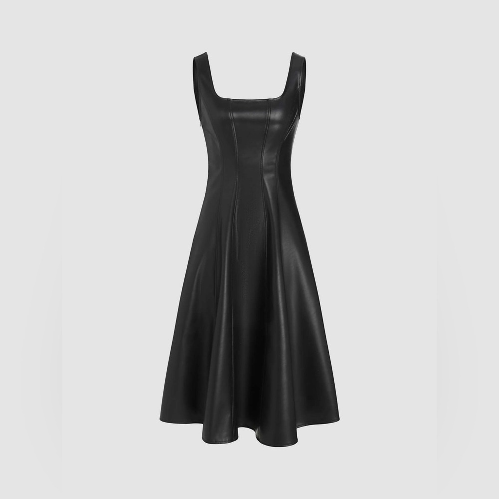 💎RARE/SOLD OUT💎CIDER Vegan Leather Corset Style Midi Dress, Size Medium